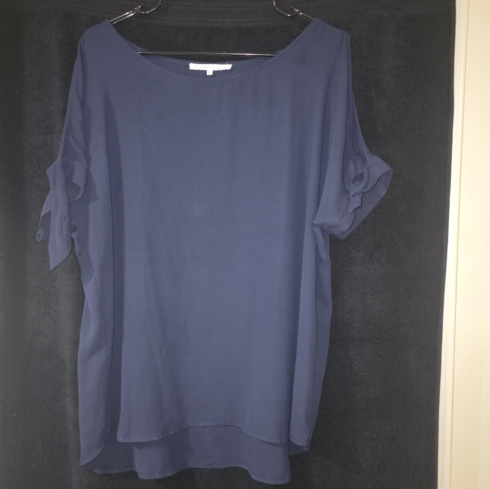 Womens Navy Blue Short Sleeve Blouse